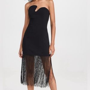 Amanda Uprichard Strapless Puzzle Dress with Fringe